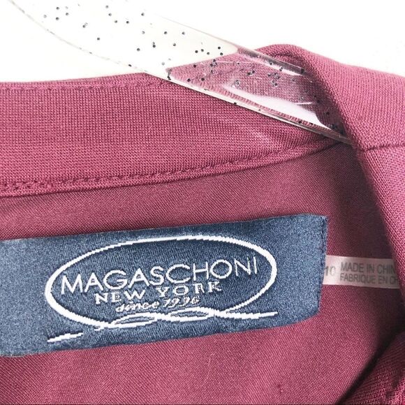 MAGASCHONI | Lace Panel Shift Dress Burgundy Black Women’s Size 10 - Picture 6 of 9